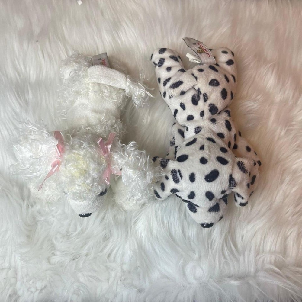 Unipak Plush Dogs Lot Poodle & Dalmatian Stuffed Animals 8" Soft Toys Cute Set - Picture 2 of 2
